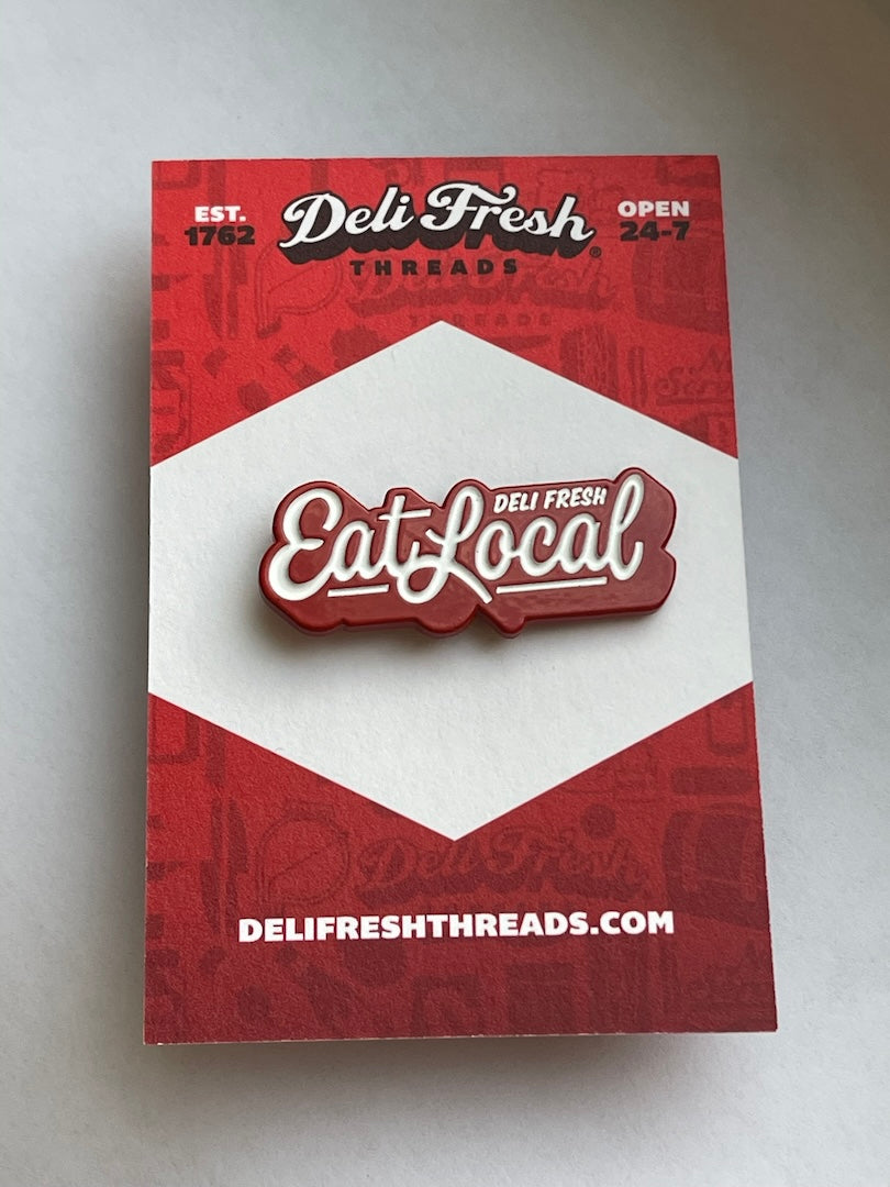 Red Eat Local Enamel Pin