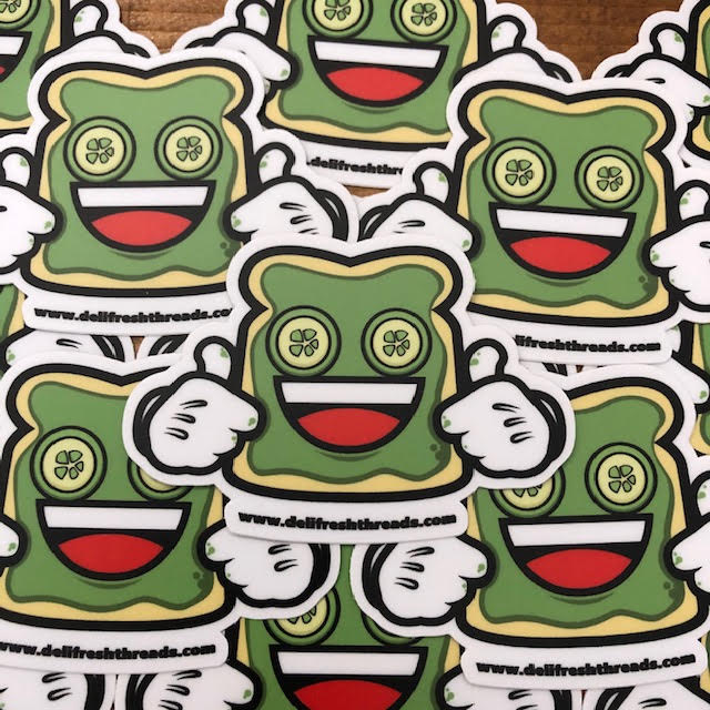 many Biggie Bread avocado stickers 