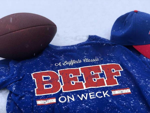 Buffalo Beef on Weck T-shirt in the snow