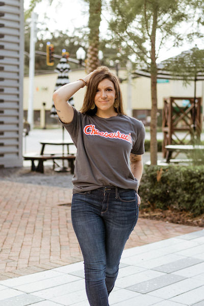 Girl wearing Charcoal Philadelphia Cheesesteak shirt