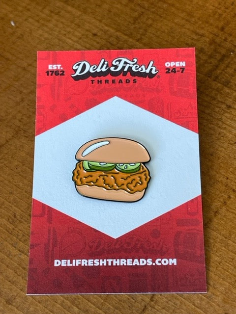Chicken Sandwich Enamel pin with paper backing