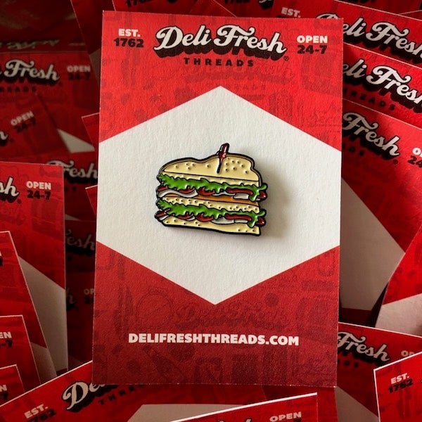 Club sandwich Enamel pin with paper backing