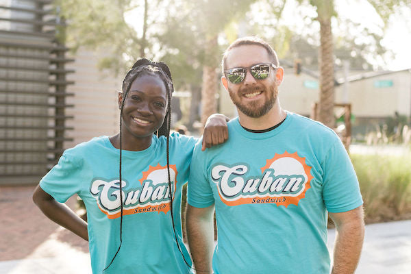 Guy and Girl wearing Miami Cuban Sandwich Shirt