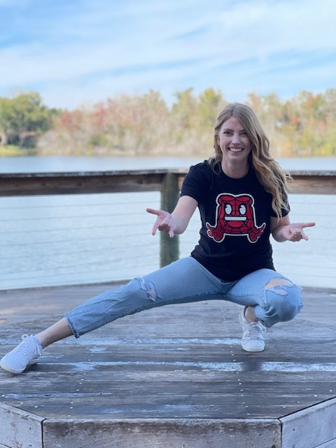 Girl posing wearing Spider Bread T-shirt