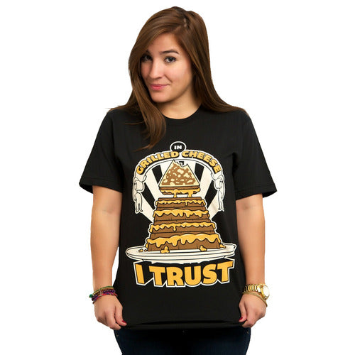 Girl wearing In Grilled Cheese I Trust T-shirt