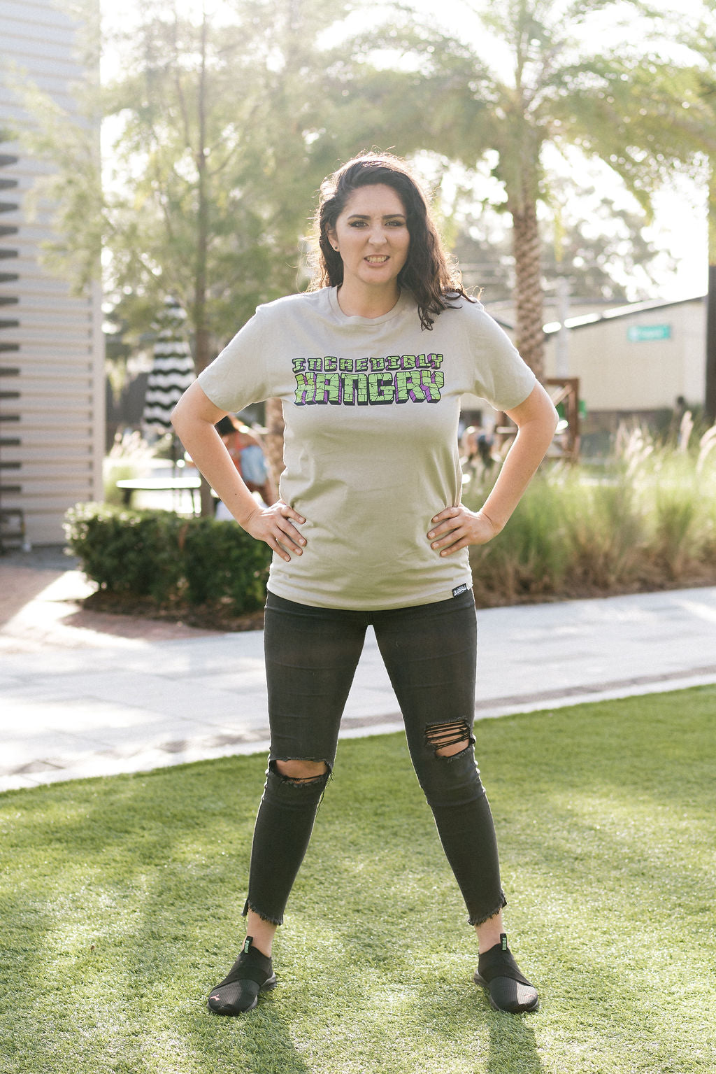 Girl wearing Incredibly Hungry T-shirt