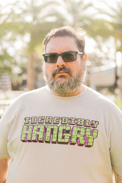 Guy wearing Incredibly Hangry T-shirt