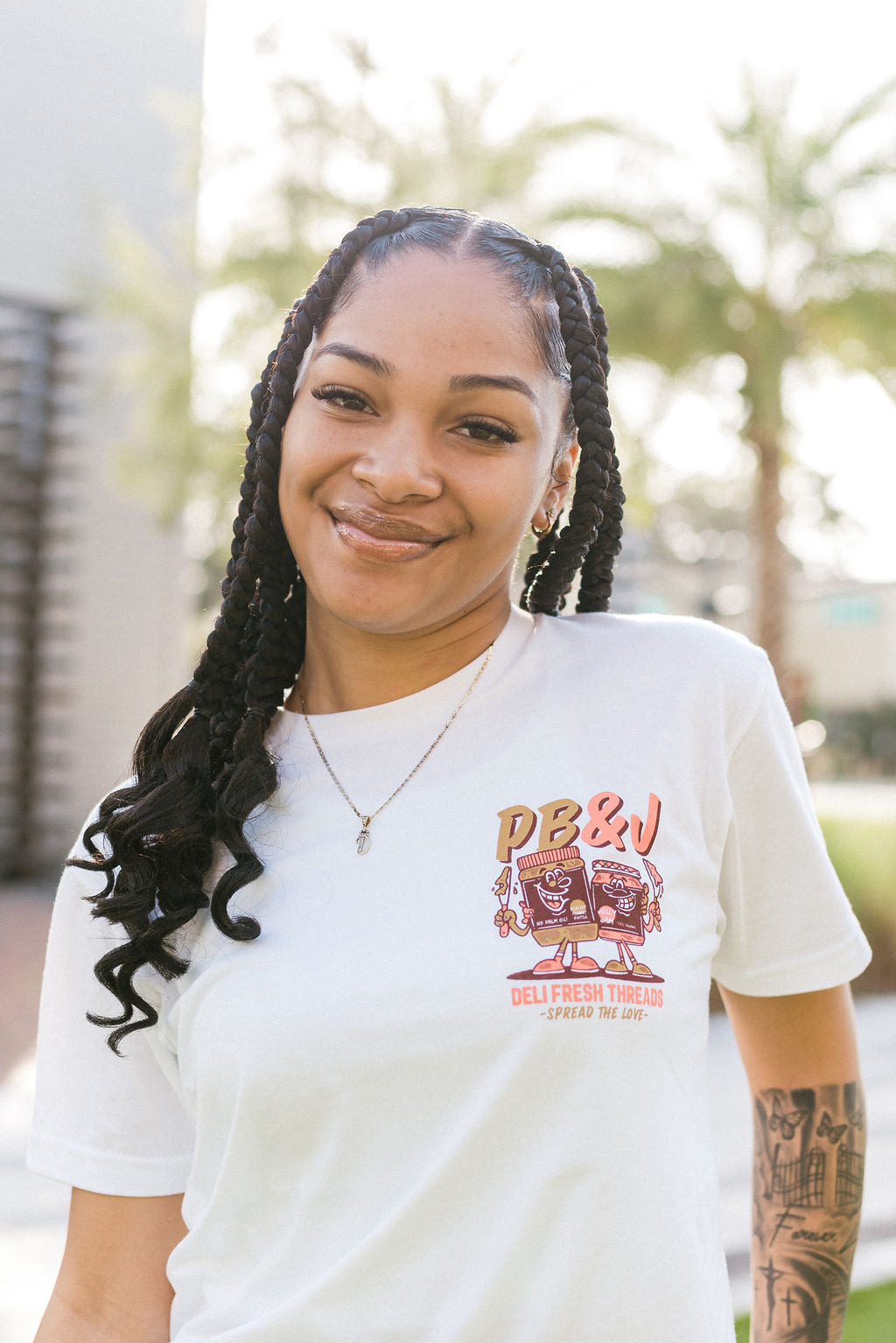 Girl wearing a Peanut Butter and Jelly - Spread the love T-shirt