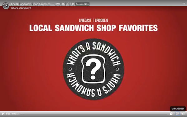 What's a Sandwich? Local Sandwich Shop Favorites Livecast