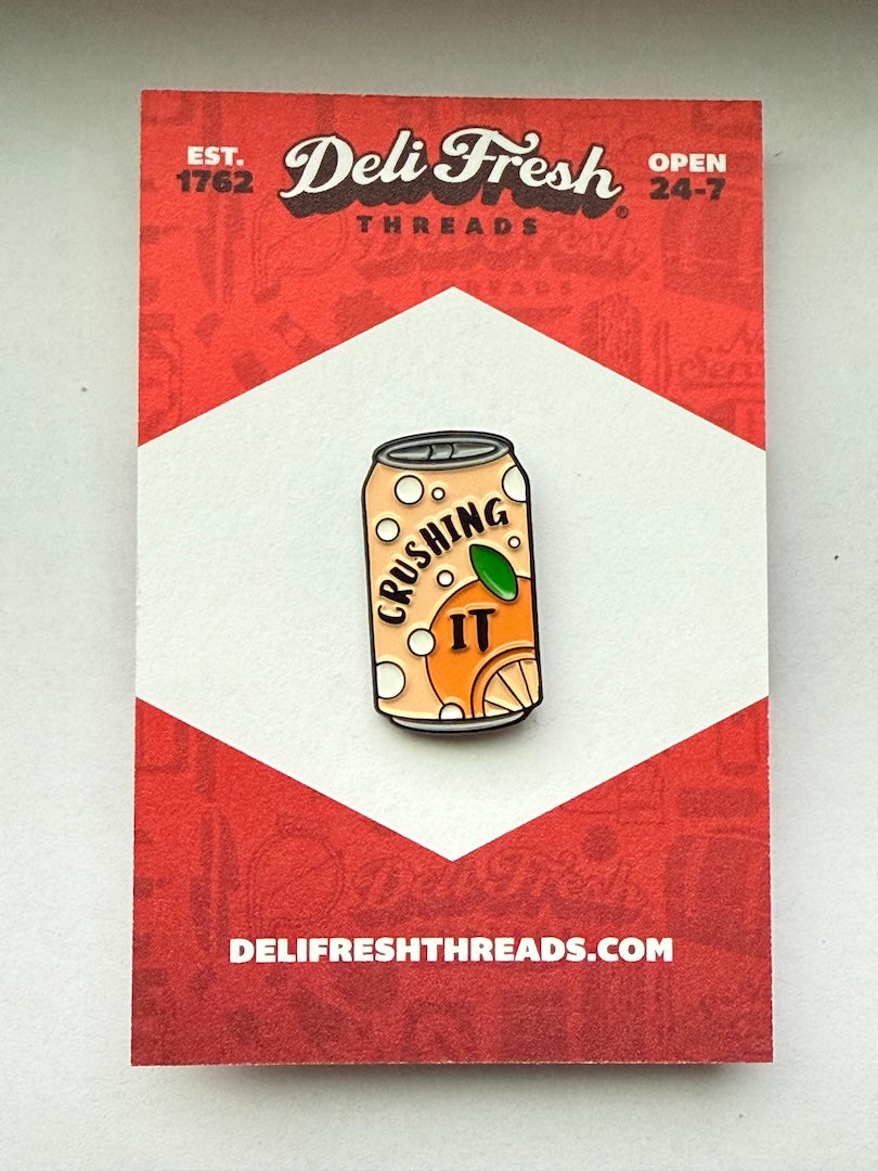 Crushing It Orange Soda Enamel Pin