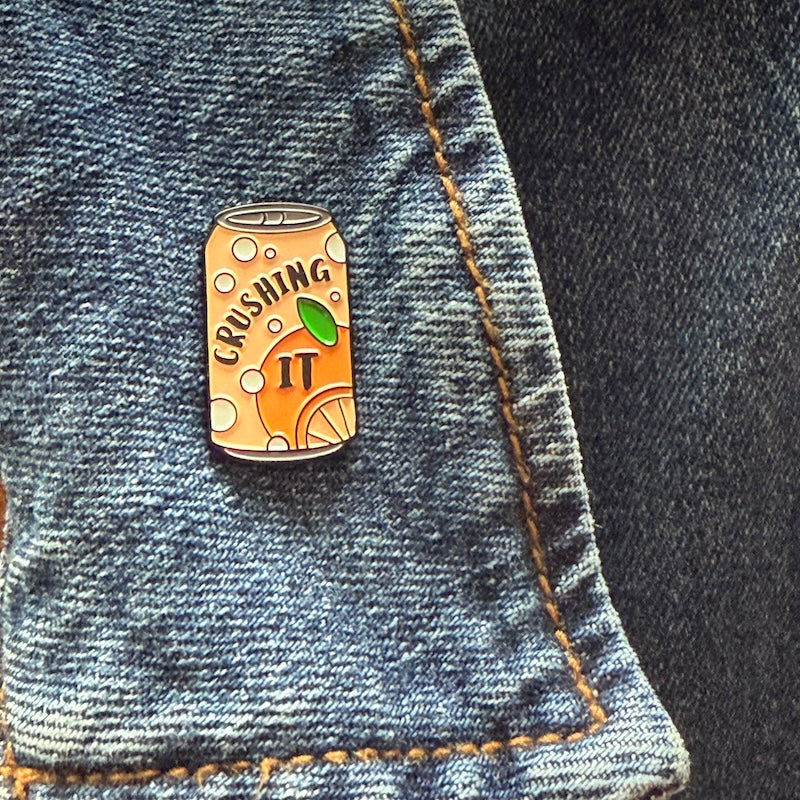 Crushing It Orange Soda Enamel Pin