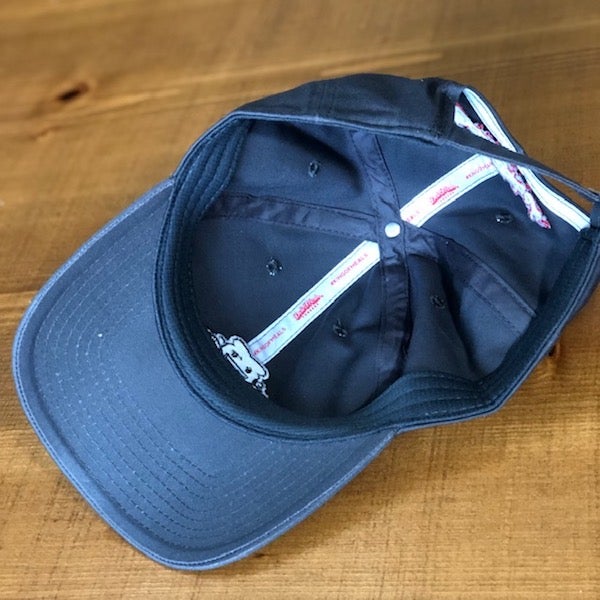 inside of charcoal relaxed fit hat. 