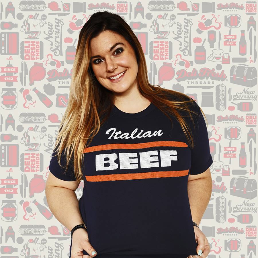 Girl wearing a Chicago Italian Beef T-shirt