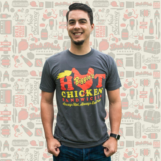 Guy wearing Nashville Hot Chicken T-shirt