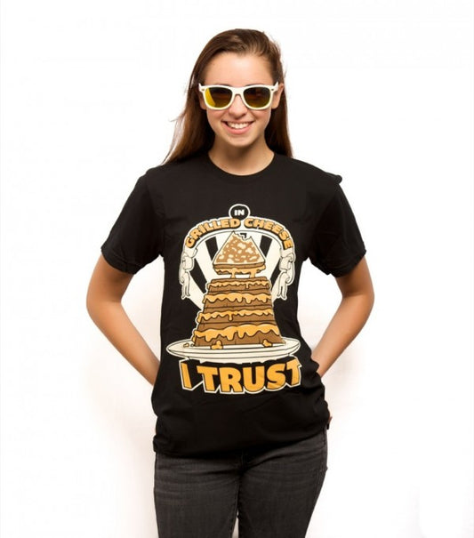 Girl wearing In Grilled Cheese I Trust T-shirt