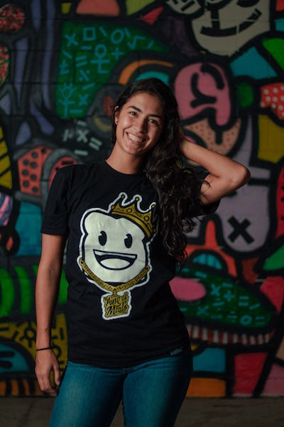 Girl wearing Notorious Bread T-shirt