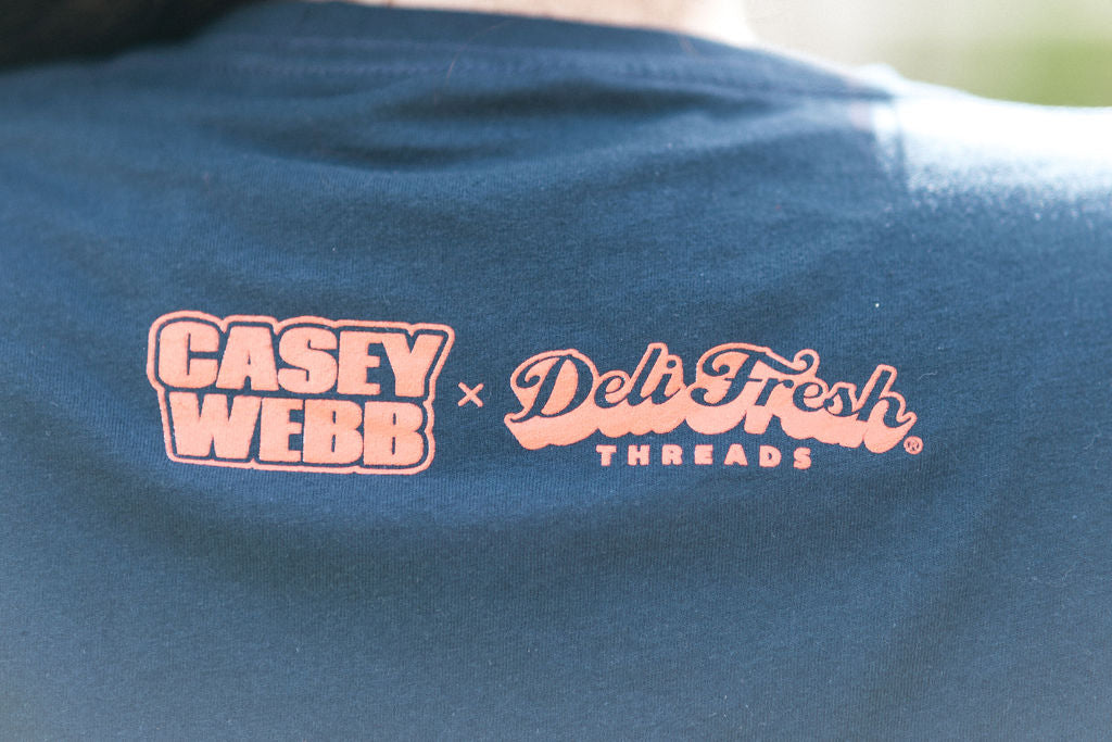 Back of the New Jersey Taylor Ham Pork Roll T-shirt with Casey Webb and Deli Fresh Threads