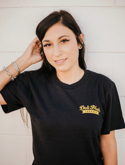 Girl wearing Pittsburgh Steel City Sandwich Factory Shirt
