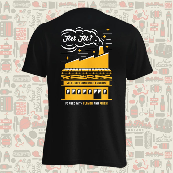Back design of Pittsburgh Steel City Sandwich Factory T-shirt
